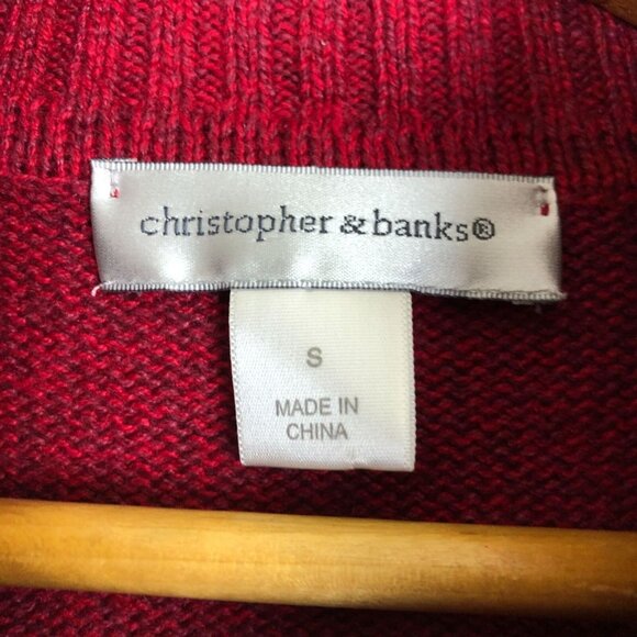 Vtg Christopher & Banks Nordic Snowflake Patchwork Knit Cardigan Small Deer Zip - Picture 4 of 11